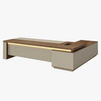 Walnut L-Shaped Executive Desk with Power and Storage – product image 6