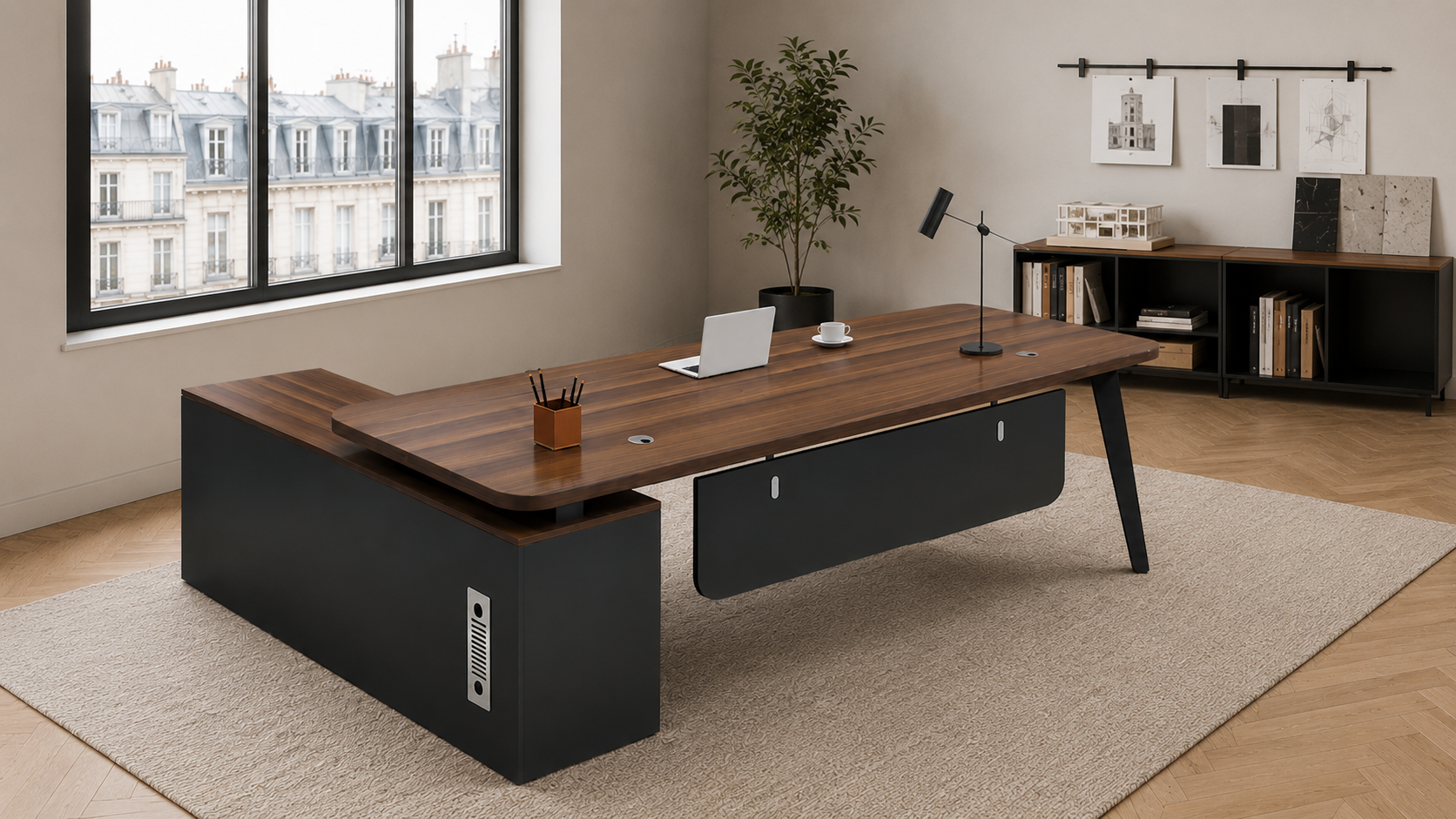 Luxury_Executive_Desk_L_Shaped_Office_Desk Side view