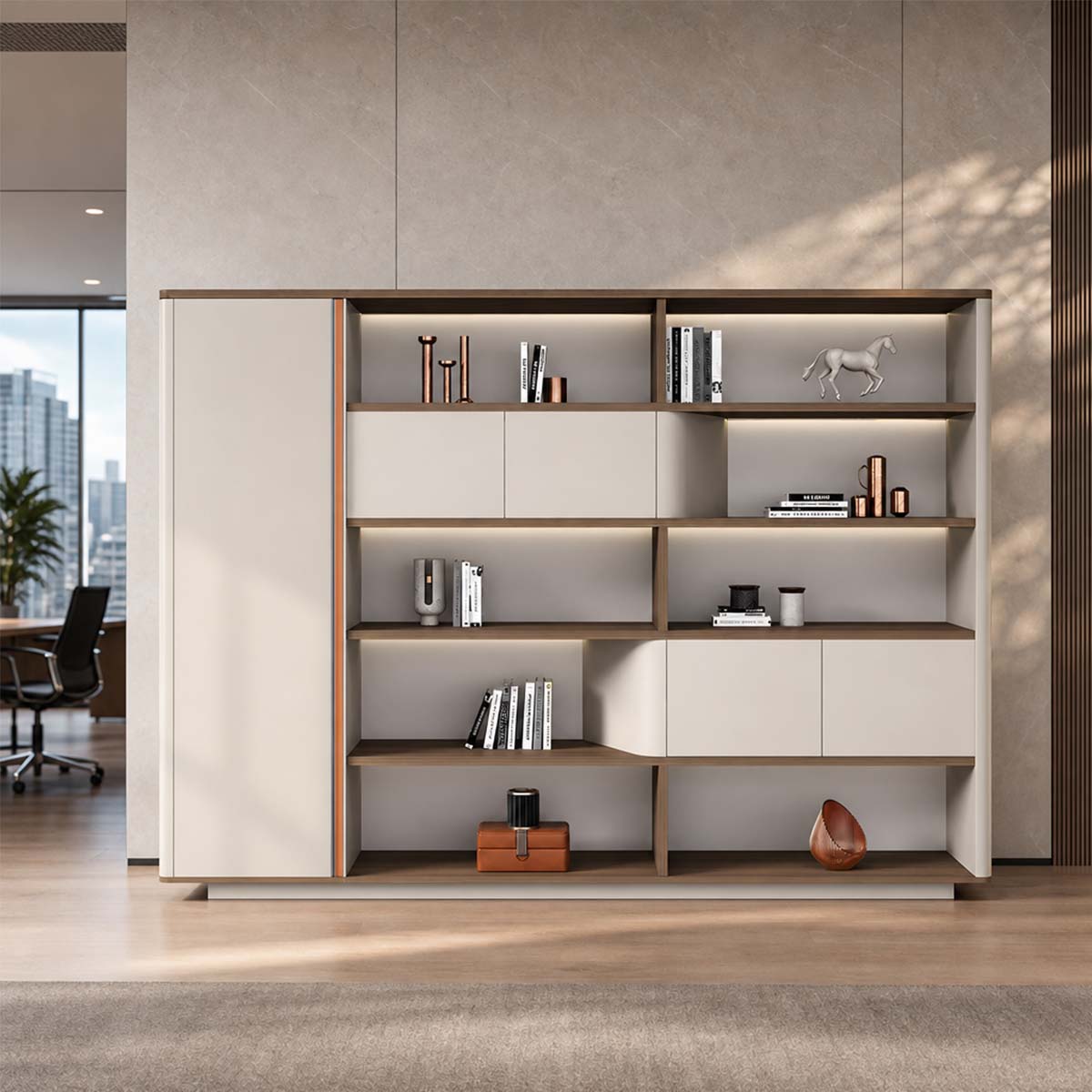 bookcase display cabinet with glass doors and lights kaguyasuMG LBG CH31 main images 1 Image principale du produit