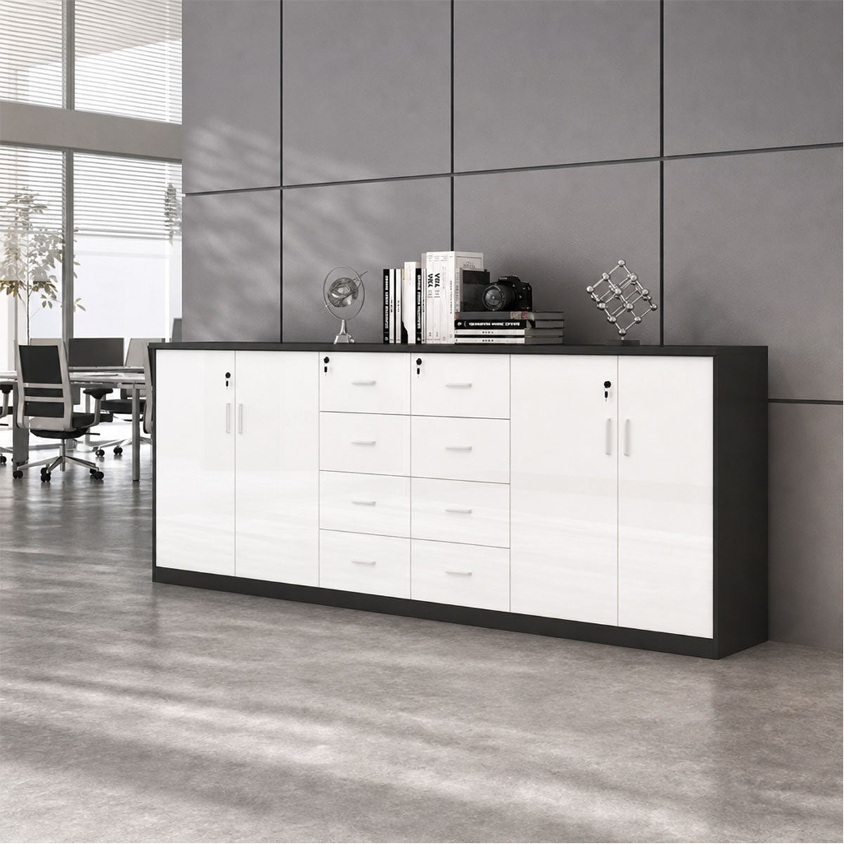 chic sideboard cabinet lockable bookcase kaguyasuCWG C077 main images 2 Image principale du produit