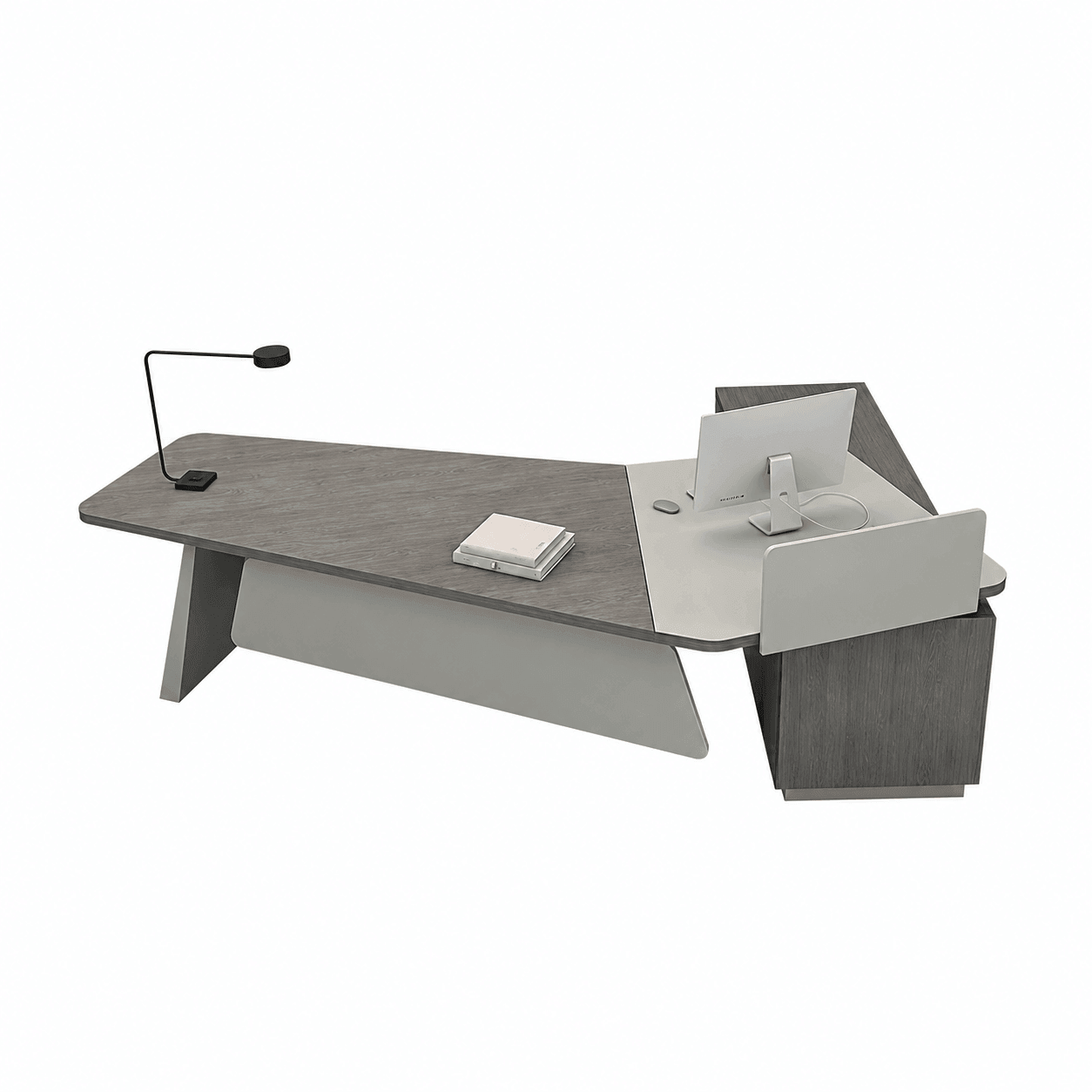 Bureau de direction incurvé | Bureau d'angle avec rangements Image secondaire du produit