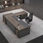 detailed image gray l shaped executive desk with side cabinet dial lock LBZ M024 2