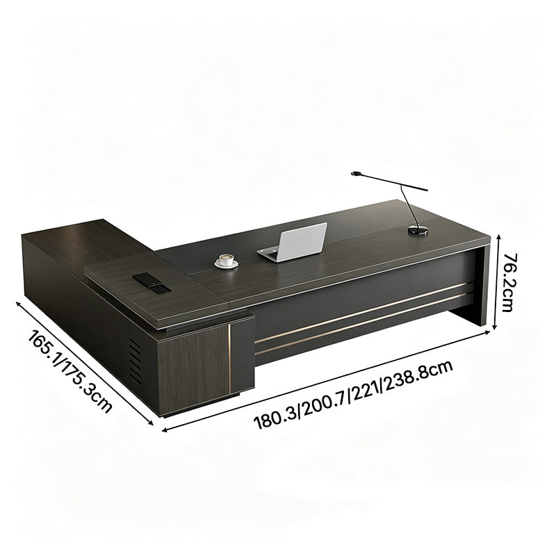detailed image modern l shaped executive desk with power outlet side cabinet LBZ 605 5