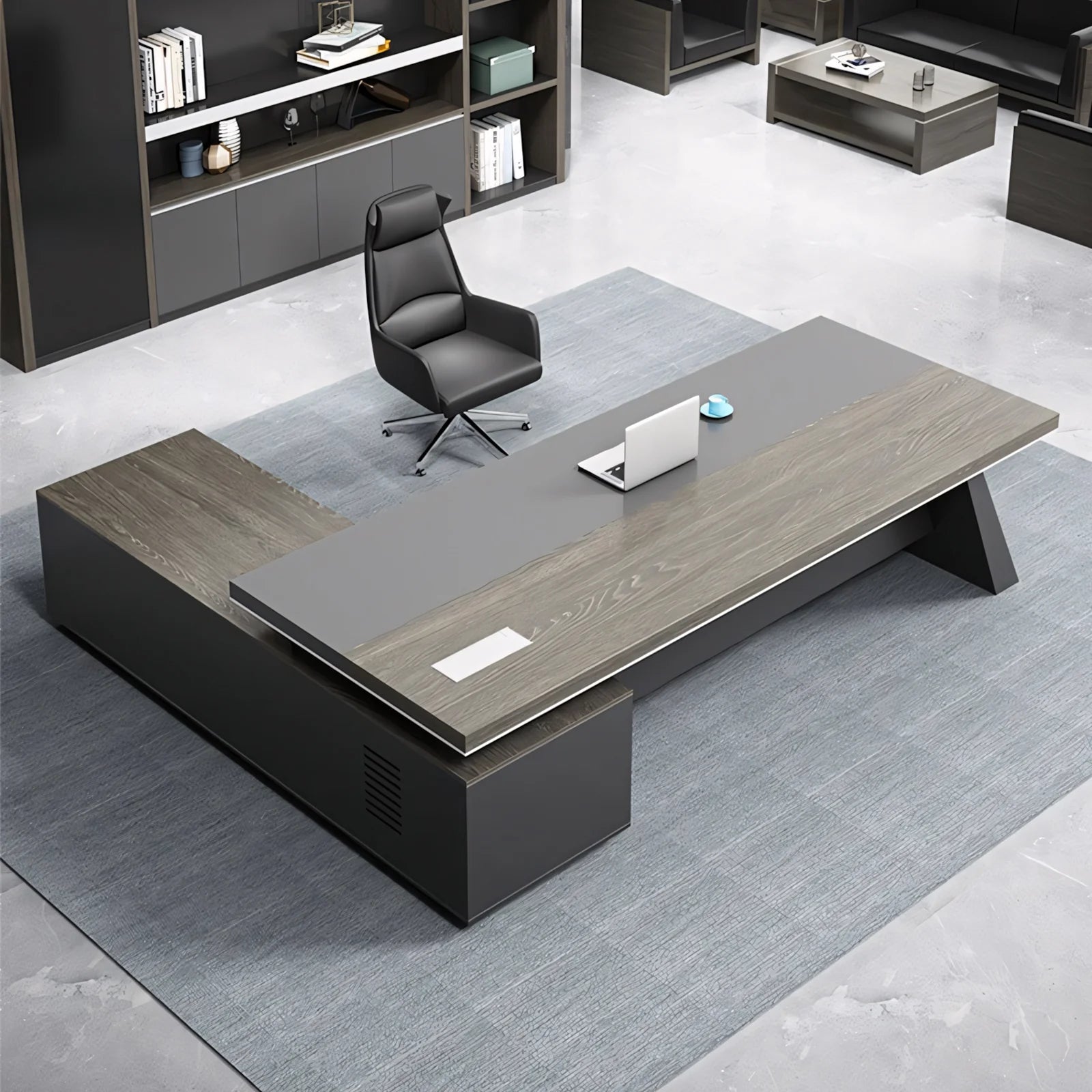 executive desk real wood l shaped office desk kaguyasuLBZ 1065 main images 4 Main image