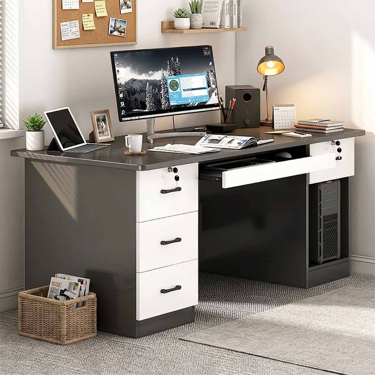 home office computer desk desk with 2 drawers kaguyasuBGZ 2022 main images 2 Image principale du produit