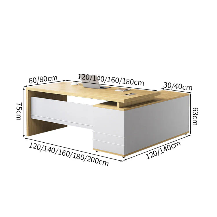l shaped executive desk fluted wood office desk kaguyasuLBZ M080 detailed images 12
