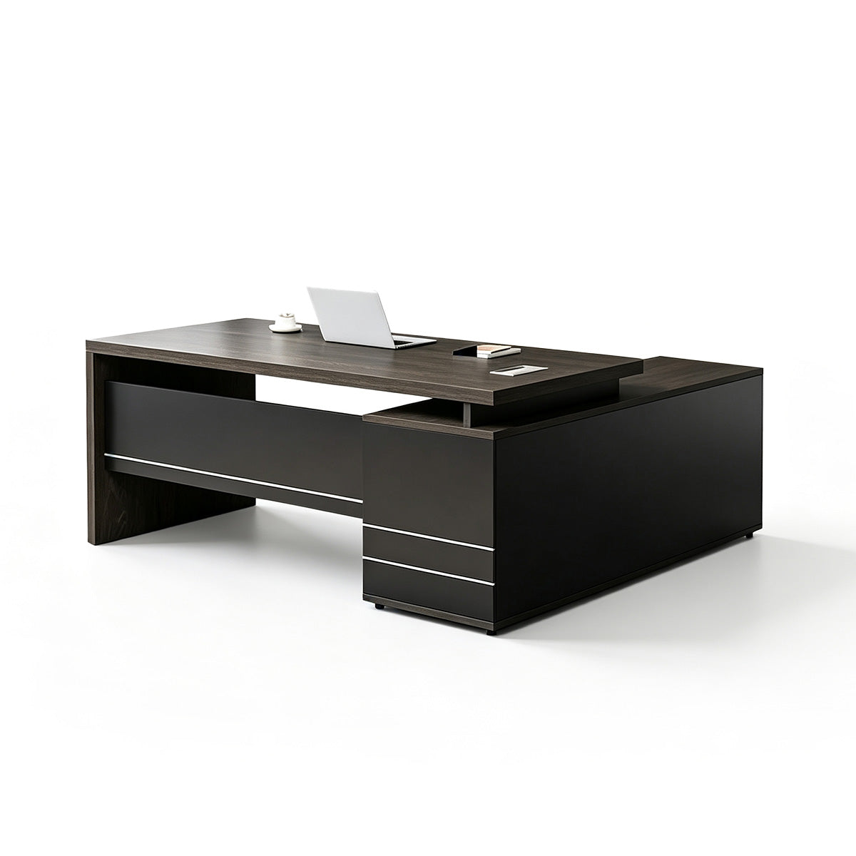 Bureau de direction en L | Bureau à caissons en bois Image secondaire du produit