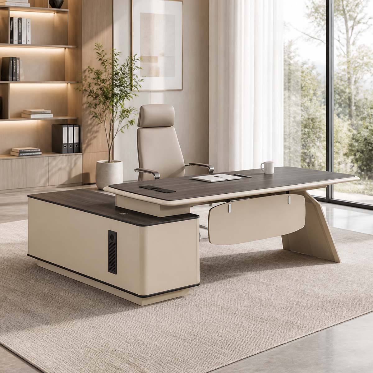 l shaped office desk two tone executive desk with storage kaguyasuLBZ 7165 main images 3 Image principale du produit
