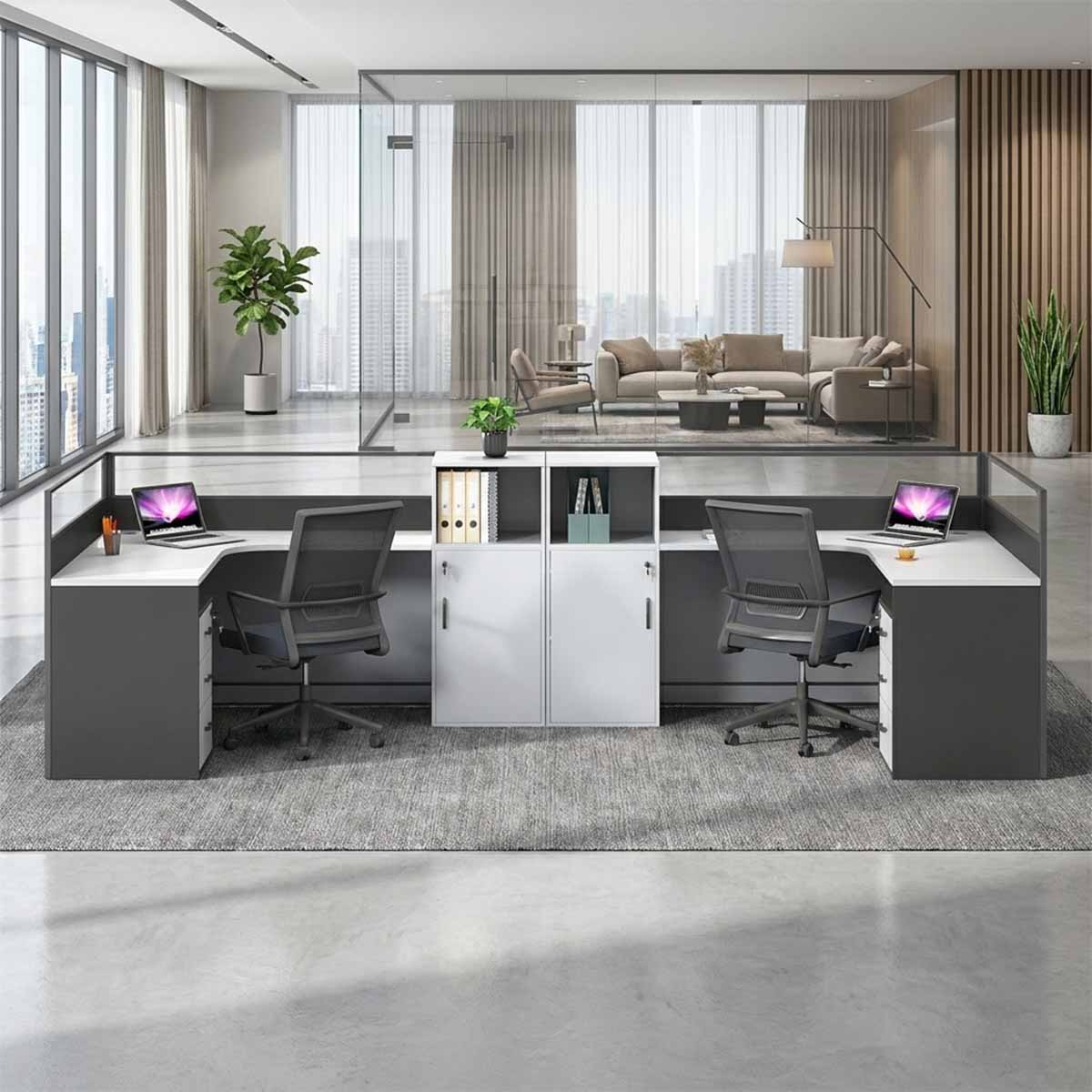 l shaped office desk work station kaguyasuBGZ k 209 main images 1