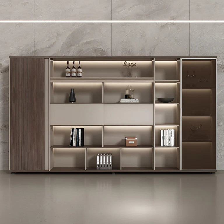 large brown bookcase cabinets and display cabinets kaguyasuLBG K005 main images 1 Image principale du produit