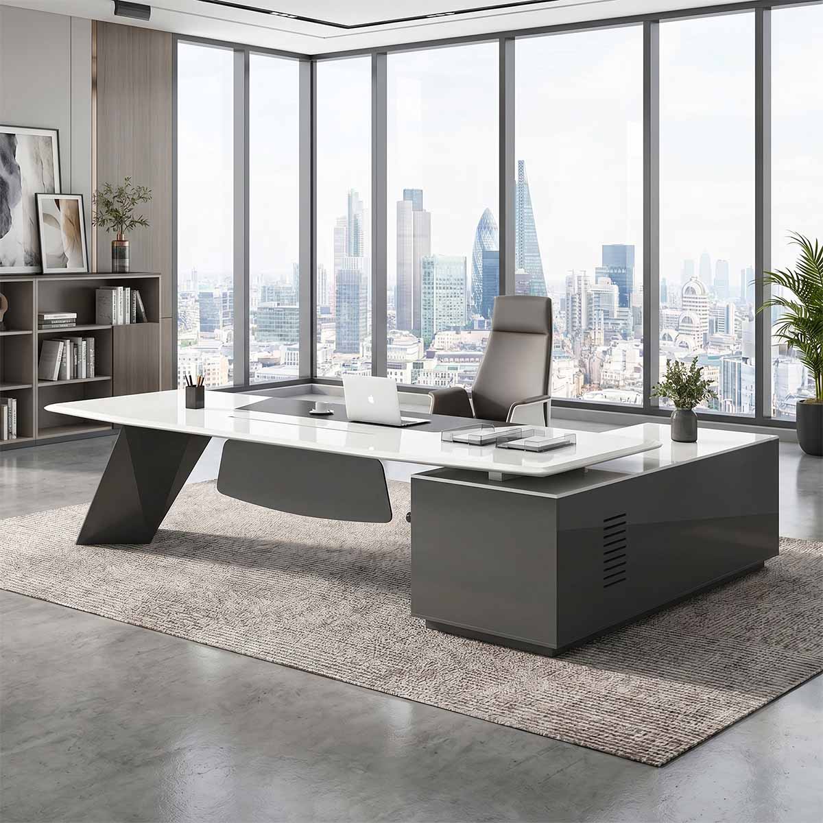 luxury executive desk high gloss l shaped desk kaguyasuLBZ 2150 main images Image principale du produit