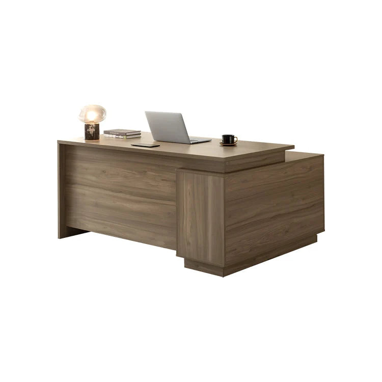 Bureau de direction en noyer avec retour, rangement et alimentation électrique Image secondaire du produit