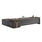 main image gray l shaped executive desk with side cabinet dial lock LBZ M024