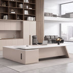 L-Shaped Executive Desk with Side Cabinet