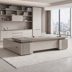 main image luxurious l shaped executive table with power outlet side cabinet LBZ M070 1