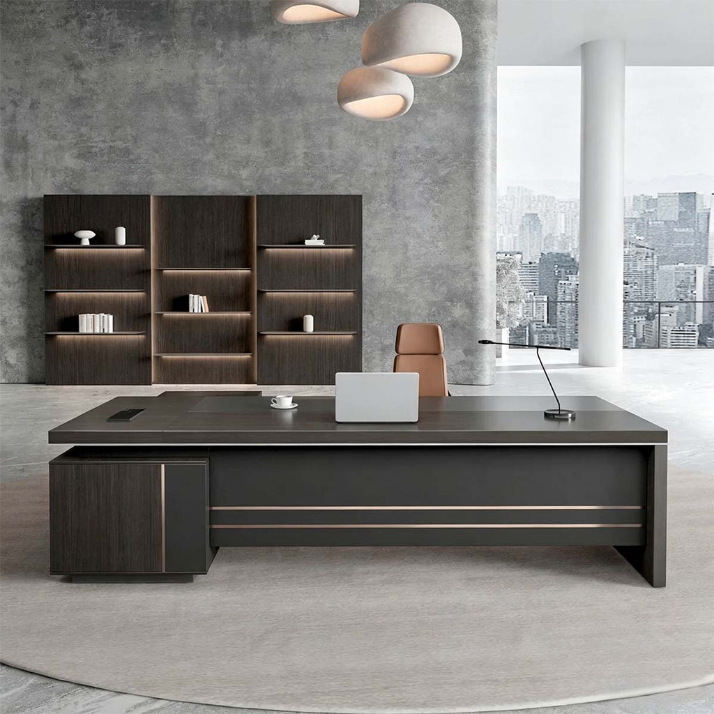 main image modern l shaped executive desk with power outlet side cabinet LBZ 605 2