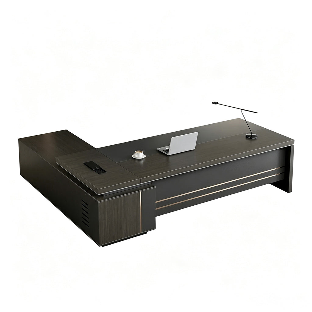main image modern l shaped executive desk with power outlet side cabinet LBZ 605 4