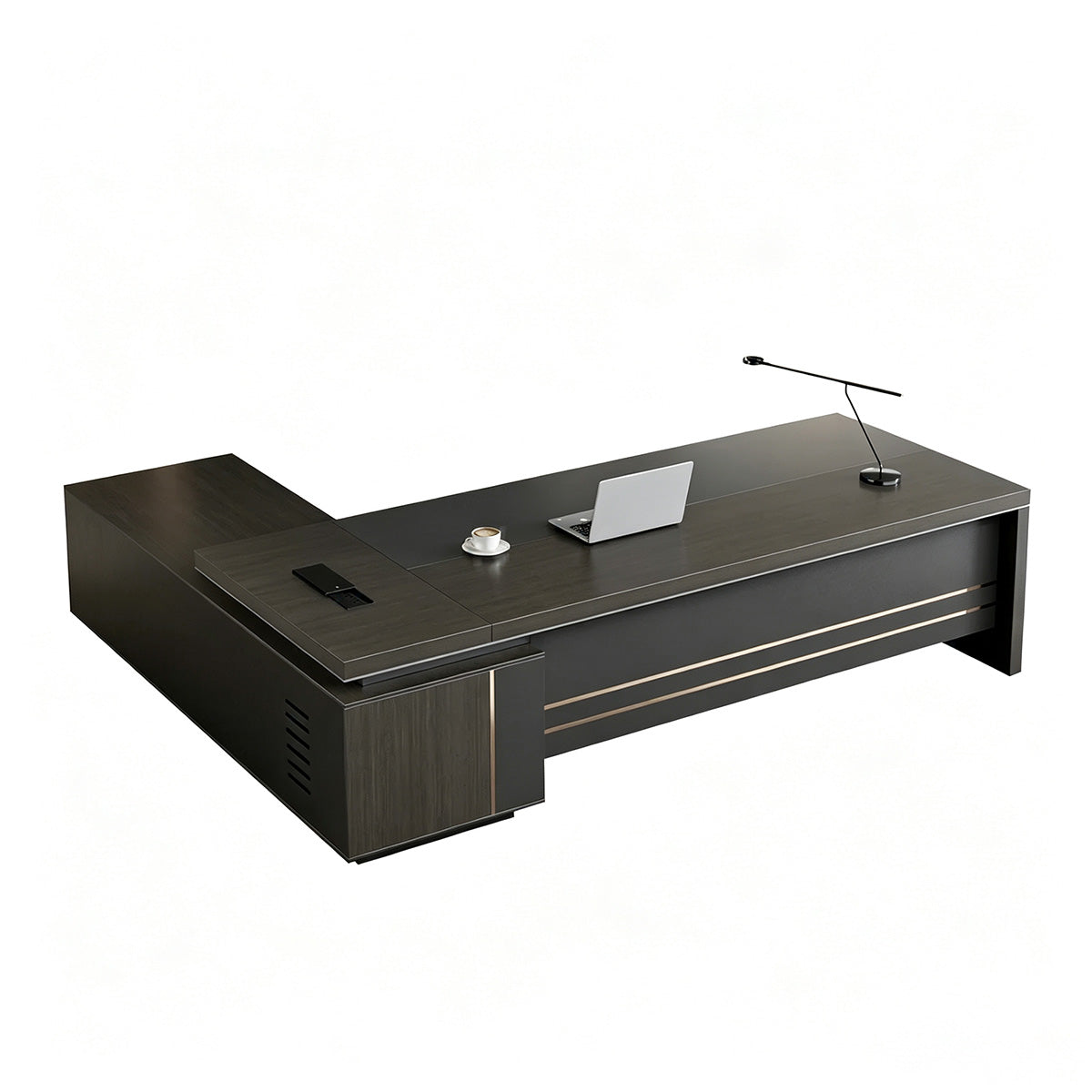 main image modern l shaped executive desk with power outlet side cabinet LBZ 605 4