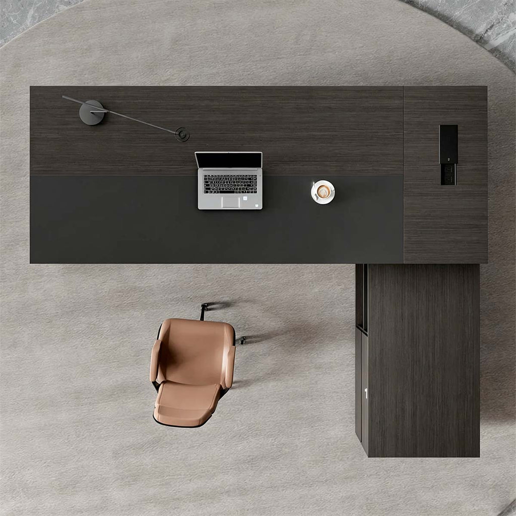 main image modern l shaped executive desk with power outlet side cabinet LBZ 605 6