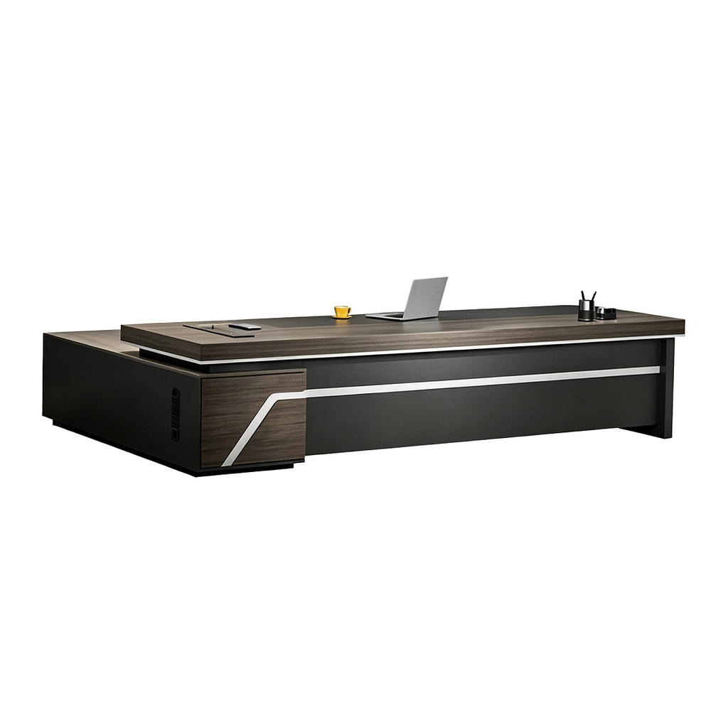 Multifunctional President Desk with Power Outlet & PC Ventilation