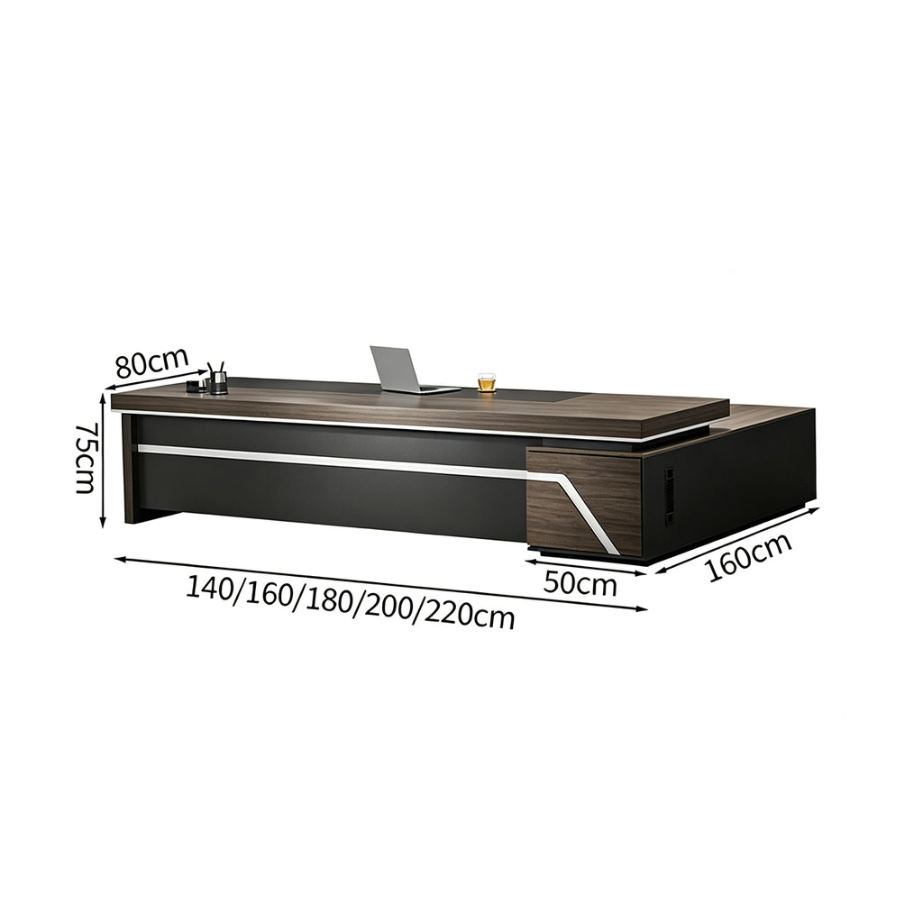 Multifunctional President Desk with Power Outlet & PC Ventilation