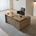 main image walnut executive desk with return, storage and power LBZ-2141