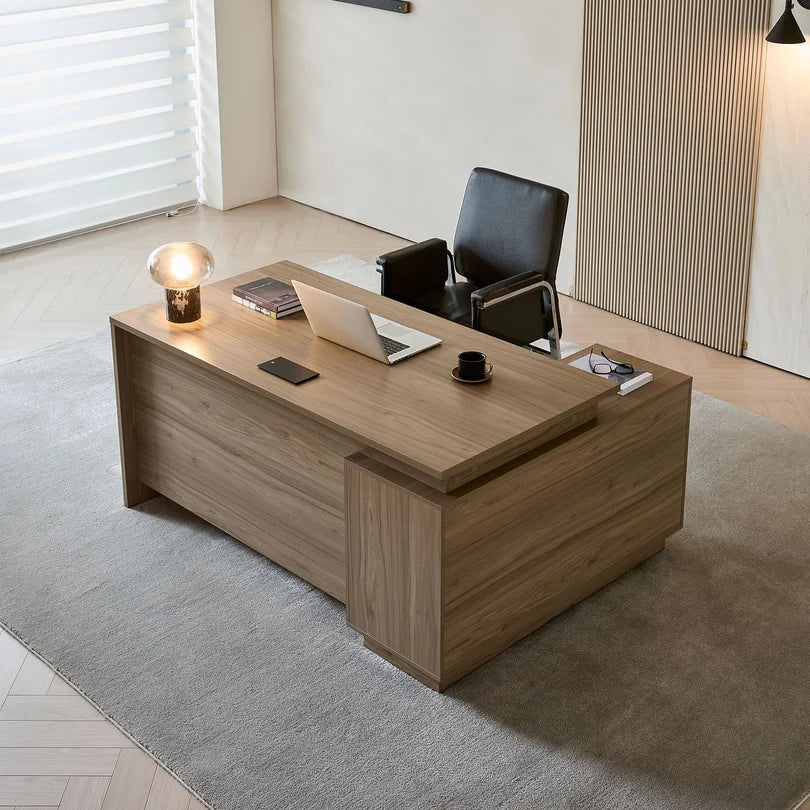 main image walnut executive desk with return, storage and power LBZ-2141 Image principale du produit