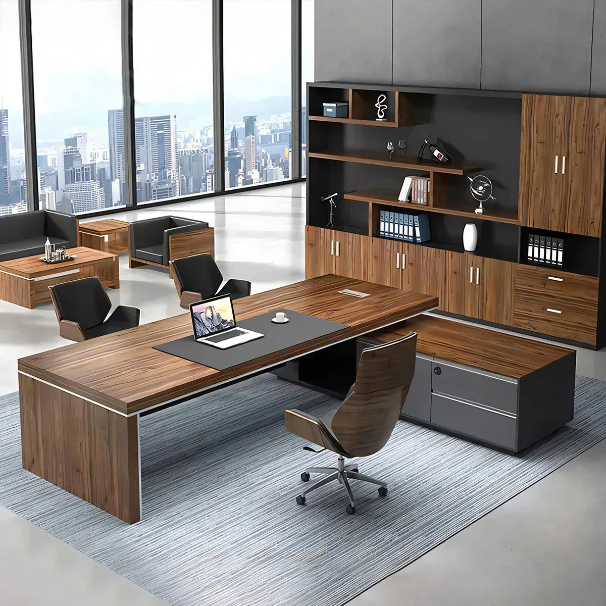 modern executive desk walnut desk with storage drawers kaguyasuLBZ 754 main images 19