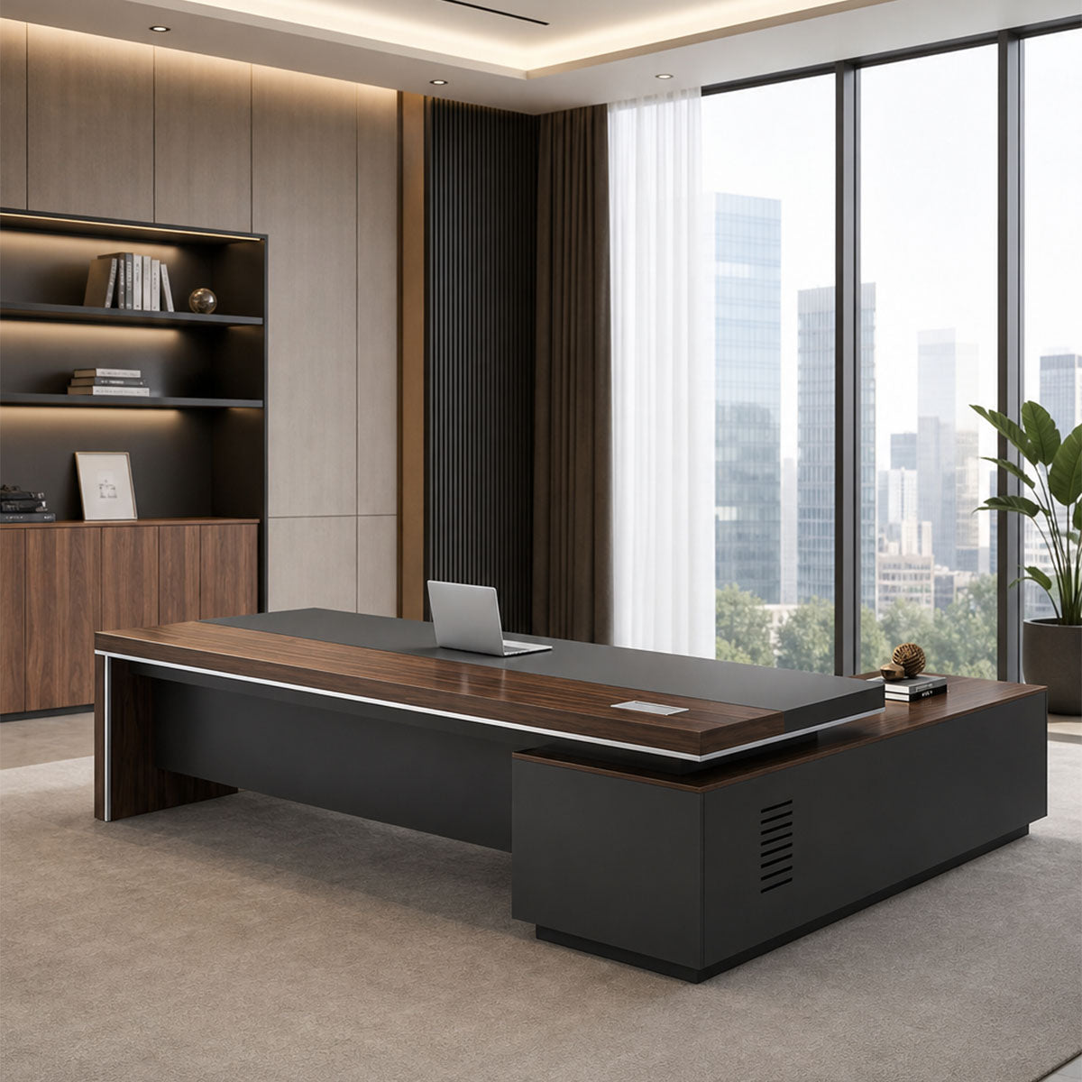 modern executive desk walnut desk with storage drawers kaguyasuLBZ 754 main images 2