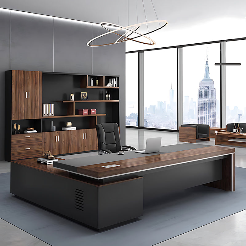 modern executive desk walnut desk with storage drawers kaguyasuLBZ 754 main images 23 Image principale du produit