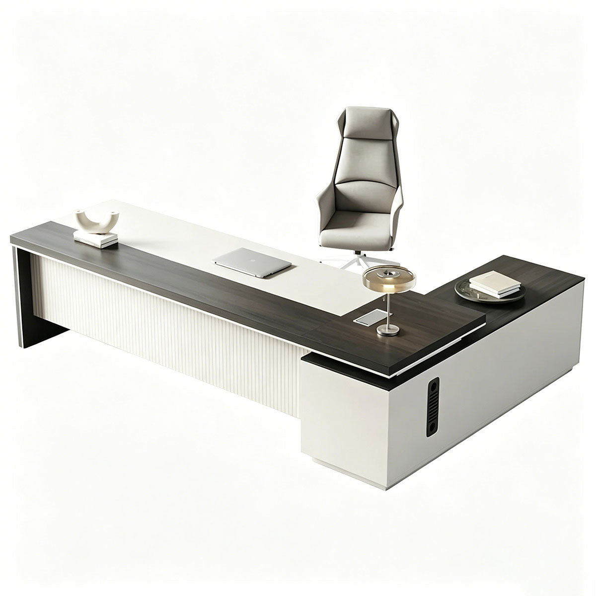 White Wood Desk | L-Shaped Executive Desk | Kaguyasu Image secondaire du produit