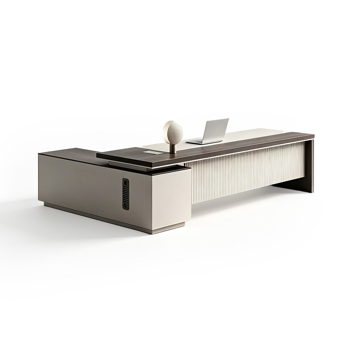 Bureau en bois blanc | Bureau de direction en L Image secondaire du produit